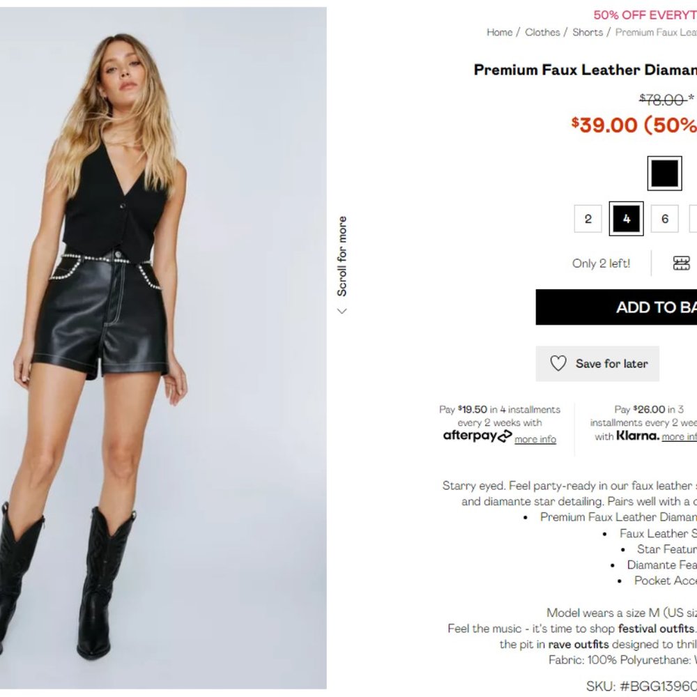 TAGS ON Nasty Gal Faux Leather Star Studded Shorts